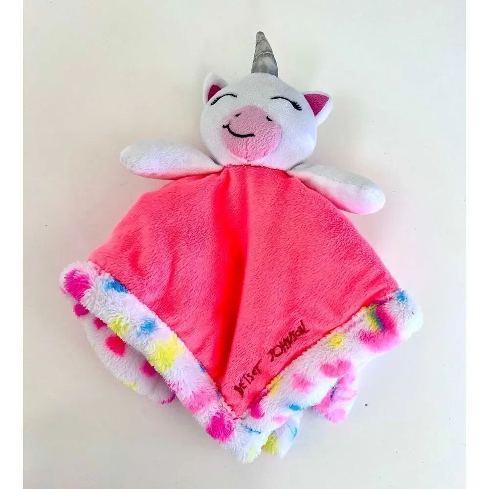 Betsey Johnson Lovey Unicorn Stars Hearts Print Security Blanket Soother Baby EC